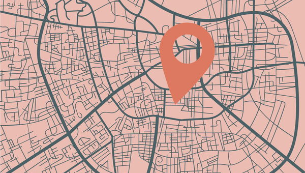 GrafiK: eine fiktive Straßenkarte mit Standort-Symbol